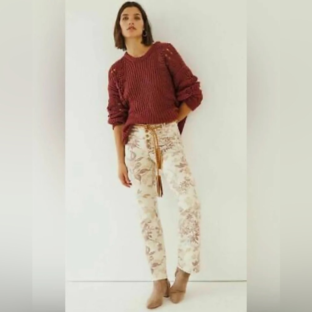Anthropologie Pilcro Floral High-Rise Trouser Bootcut